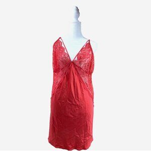 Fox & Royal Lace Chemise 16/18 Burnt Coral Slinky Nightgown NWT